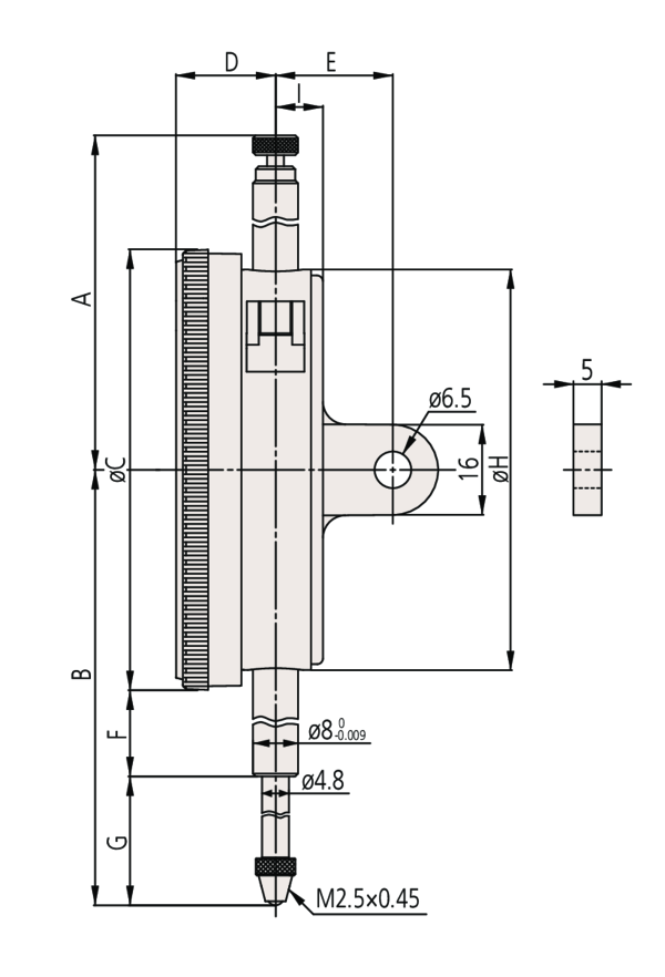 Mitutoyo Komparatör Saati 0.01mm | 3062AB-19 Teknik Çizim