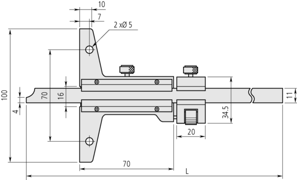 Mitutoyo Mekanik Derinlik Kumpası 0-200/0,02mm (Metrik) | 527-102 Teknik Özellikler