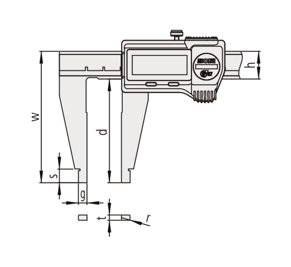 Mitutoyo Dijital Kumpas 0-600/0,01mm | 550-205-10 Teknik Çizim