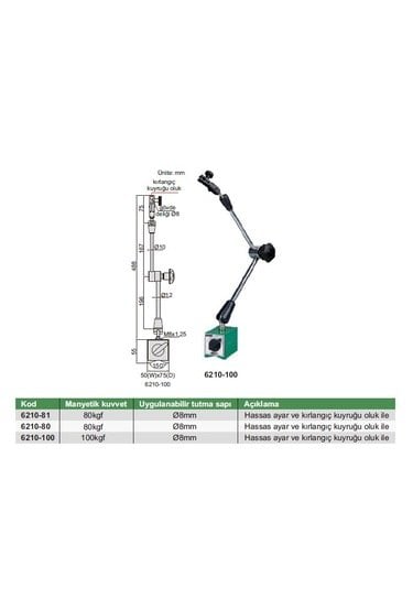 Insize Üniversal Manyetik Ayak | 6210-100 Ürün Tablosu