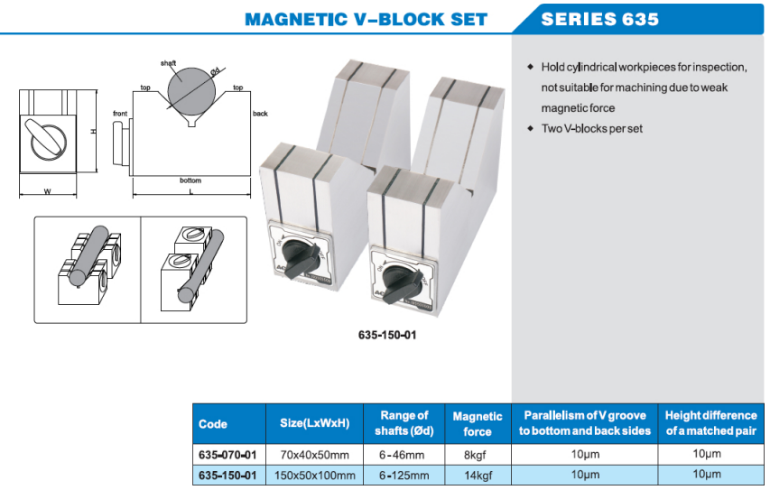Accud Manyetik V-Blok Seti 635 Serisi