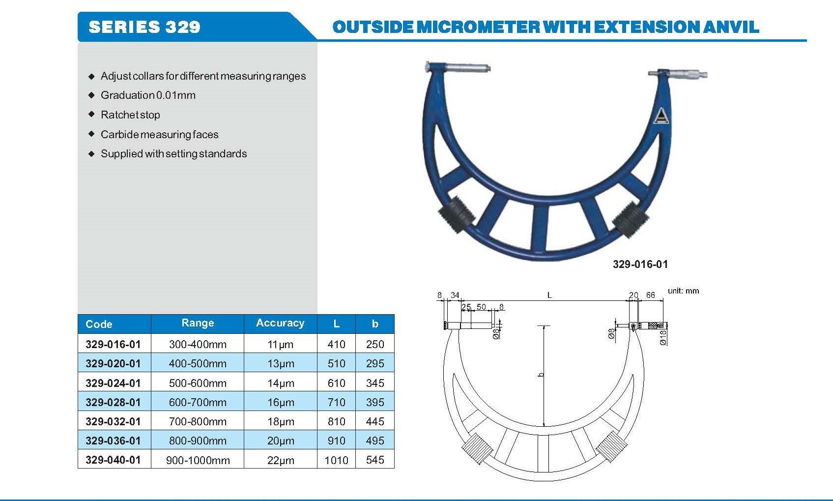 ACCUD Mekanik Ayarlanabilir Mikrometre | 329 Serisi