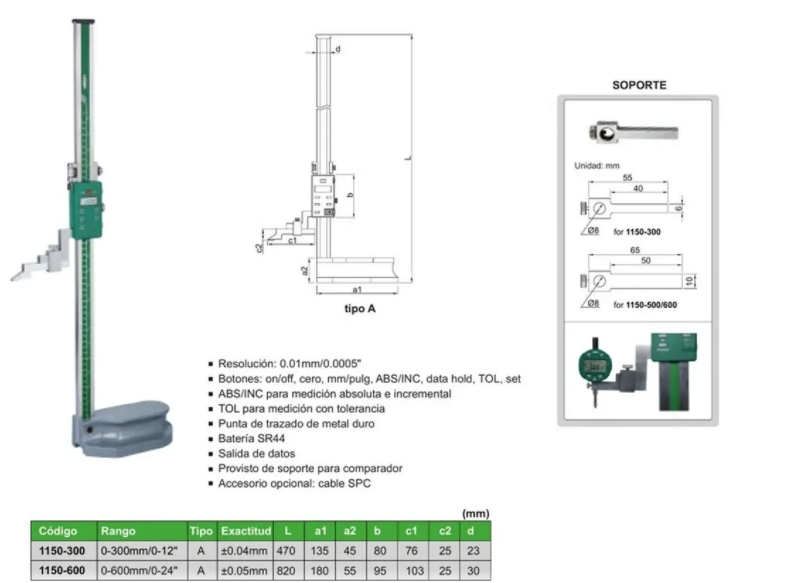 Insize Dijital Tek Sütunlu Mihengir 0-300 mm , 0.01 mm 1150-300