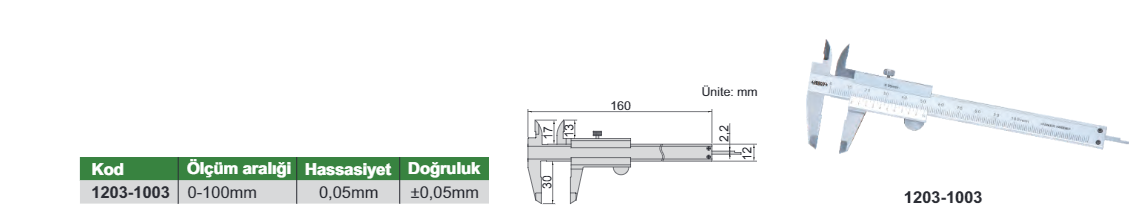 Insize Mekanik Kumpas 100mm 1203-1003 Serisi