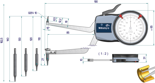 Mitutoyo Analog Göstergeli Hassas Kollu Yoklayıcı 90-140mm | 209-311