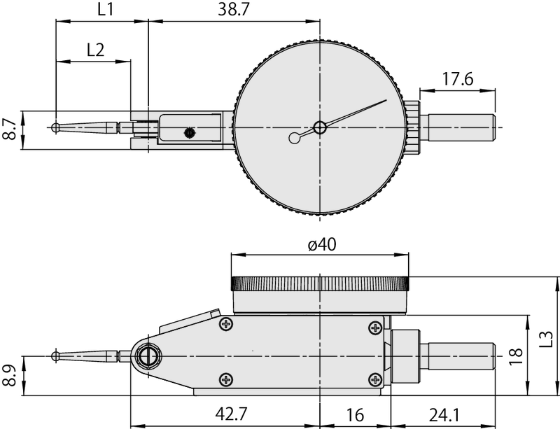 Mitutoyo Salgı Komparatörü 0.14mm | 513-401-10E Teknik Çizim