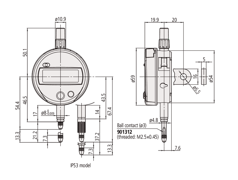 Mitutoyo Dijital Komparatör Saatleri 12.7mm | 543-781 B