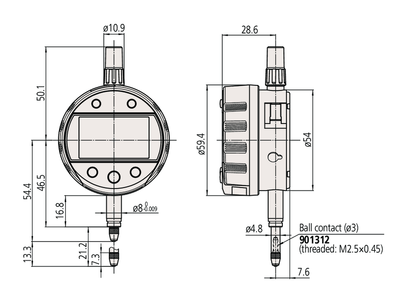 Mitutoyo Dijital Komparatör Saati 12.7mm | 543-310B